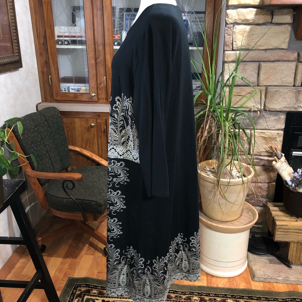 J.JILL SIZE XLARGE BLACK AND GRAY 3/4 SLEEVE PAISLEY PATTERN WEAREVER COLLECTION - Picture 2 of 4